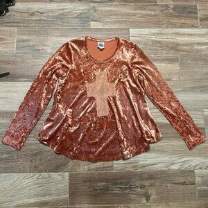 Ivy Jane Crushed Velvet Swing Top Cross Appliqué Long Sleeve